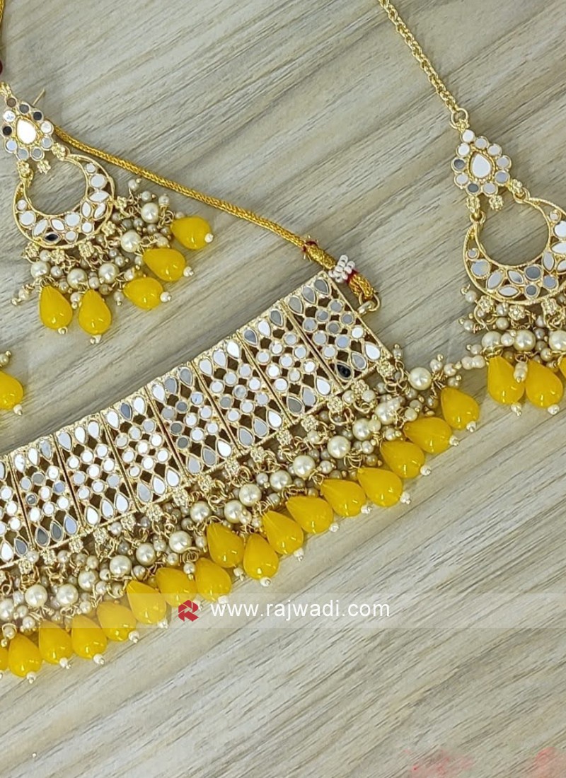 Stylish Mirror Work Choker Necklace Set